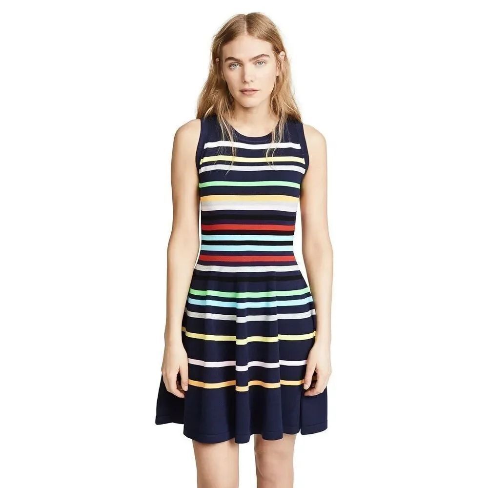 Milly rainbow stripe fitted dress